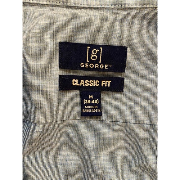 George Mens Button Down Shirt Blue Long Sleeve Size Medium 38-40 R Classic Fit - Picture 5 of 8